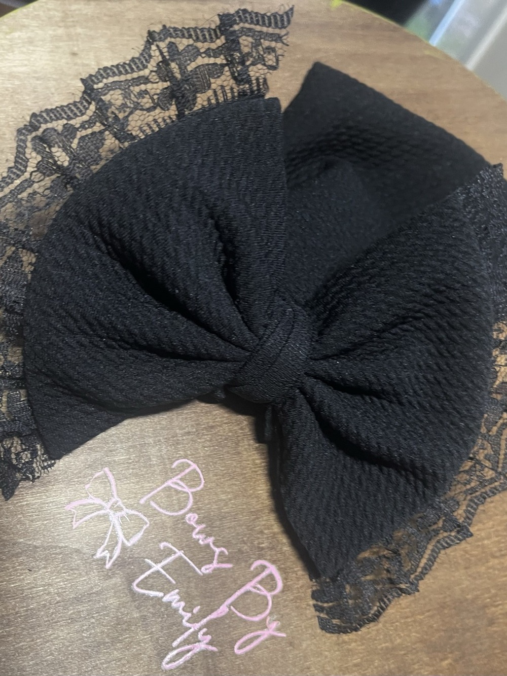 Black Lace Bow Hair Accessory Like New